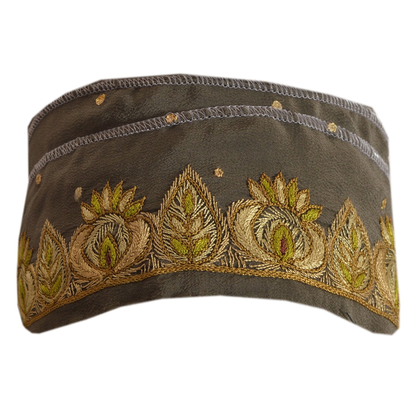 Sanskriti Vintage Sari Border Hand Embroidered 1Yd Indian Trim Ribbon Green Lace