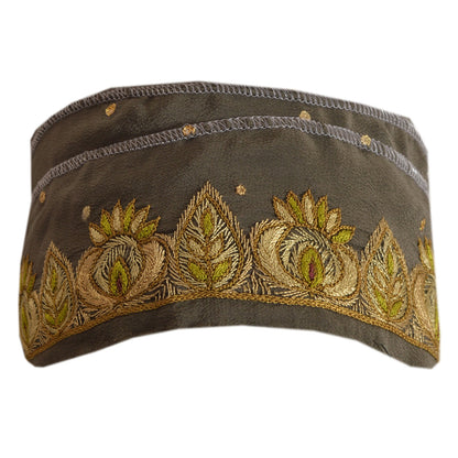 Sanskriti Vintage Sari Border Hand Embroidered 1Yd Indian Trim Ribbon Green Lace