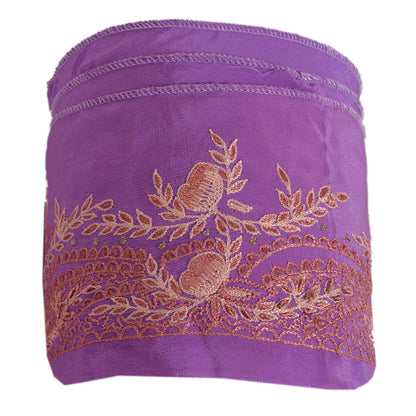 Sanskriti Vintage Sari Border Hand Embroidered 1Yd Trim Sewing Purple Craft Lace