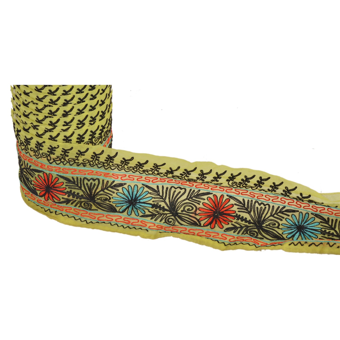 Sanskriti Vintage Sari Ari Work Border Hand Embroided 1Yd Trim Sewing Craft Lace
