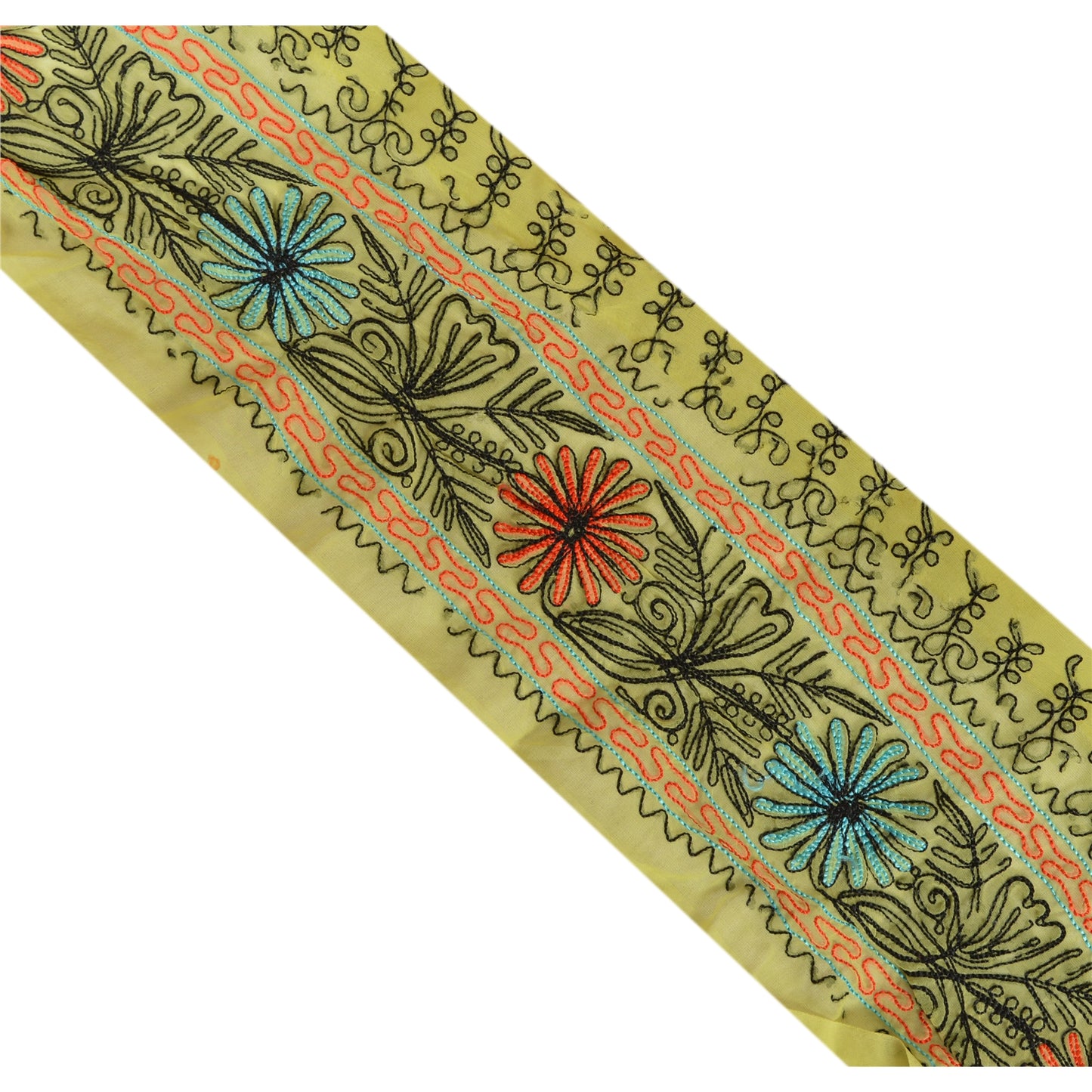 Sanskriti Vintage Sari Ari Work Border Hand Embroided 1Yd Trim Sewing Craft Lace
