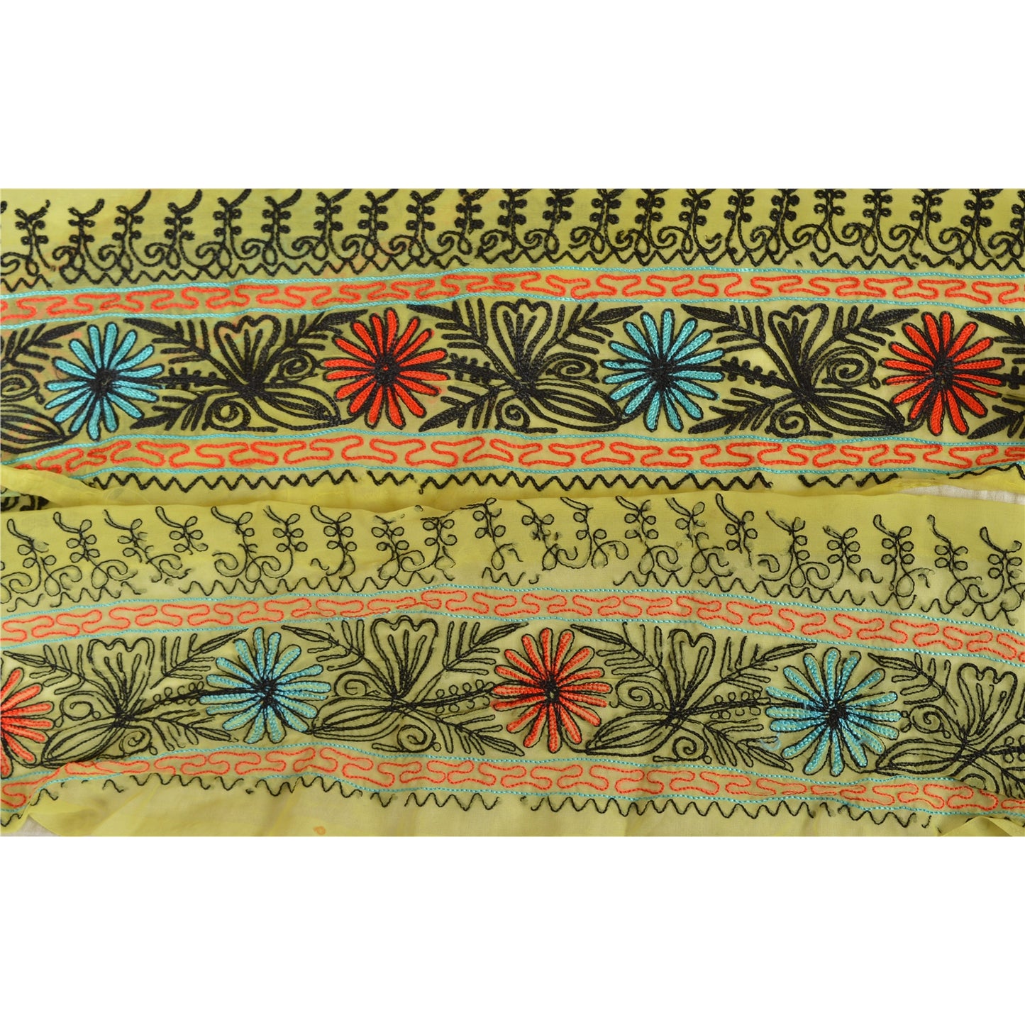 Sanskriti Vintage Sari Ari Work Border Hand Embroided 1Yd Trim Sewing Craft Lace