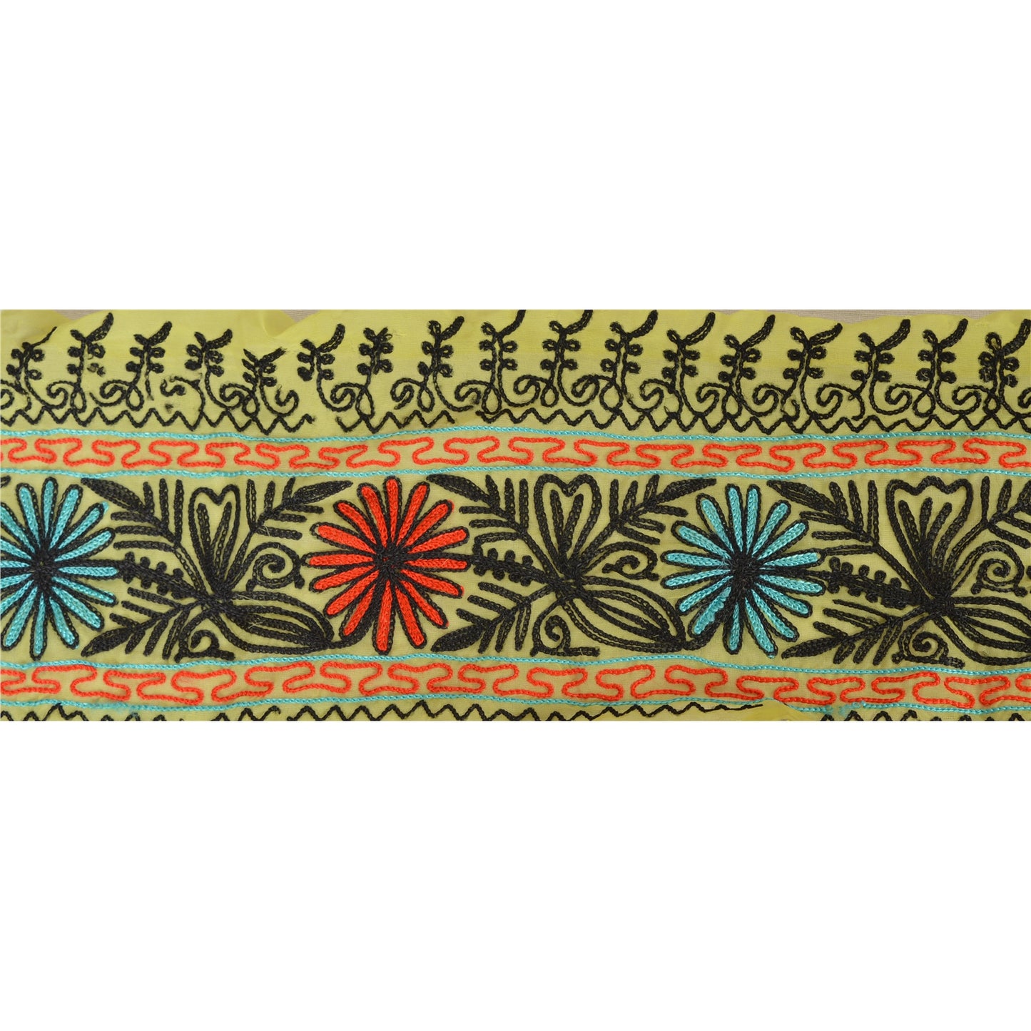 Sanskriti Vintage Sari Ari Work Border Hand Embroided 1Yd Trim Sewing Craft Lace