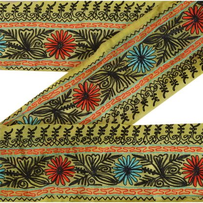 Sanskriti Vintage Sari Ari Work Border Hand Embroided 1Yd Trim Sewing Craft Lace