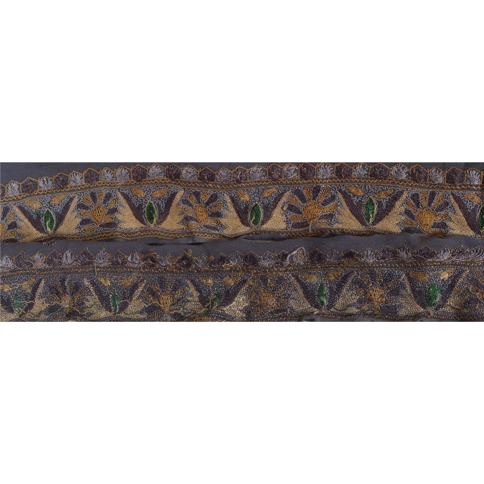 Sanskriti Vintage Sari Border Hand Embroidered 1 Yd Indian Trim Ribbon Blue Lace