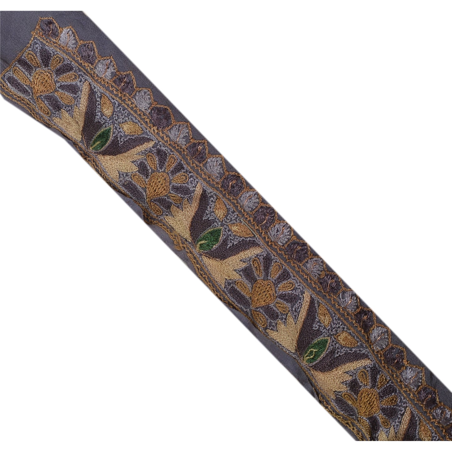 Sanskriti Vintage Sari Border Hand Embroidered 1 Yd Indian Trim Ribbon Blue Lace