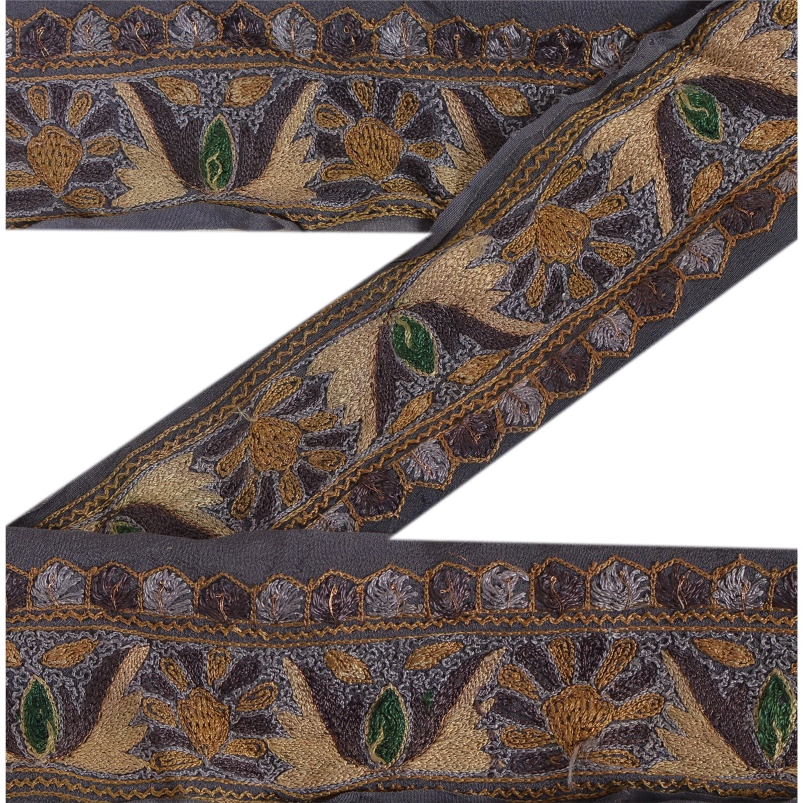 Sanskriti Vintage Sari Border Hand Embroidered 1 Yd Indian Trim Ribbon Blue Lace