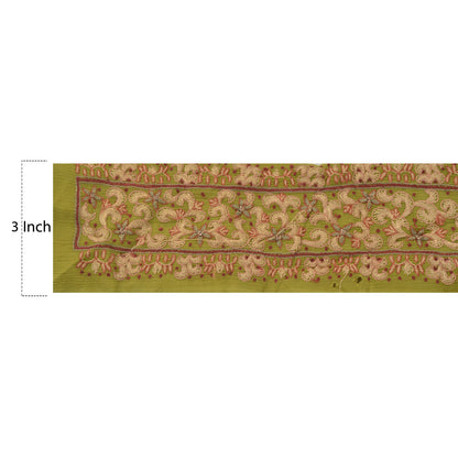 Sanskriti Vintage Sari Border Hand Beaded 1Yd Trim Sewing Green Craft Decor Lace