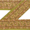 Sanskriti Vintage Sari Border Hand Beaded 1Yd Trim Sewing Green Craft Decor Lace