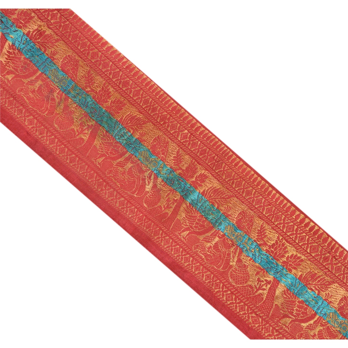 Sanskriti Vintage Sari Border Woven Baluchari 1YD Indian Trim Craft Pink Lace