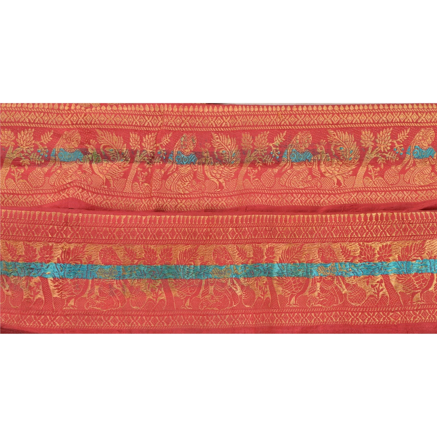 Sanskriti Vintage Sari Border Woven Baluchari 1YD Indian Trim Craft Pink Lace