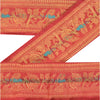 Sanskriti Vintage Sari Border Woven Baluchari 1YD Indian Trim Craft Pink Lace