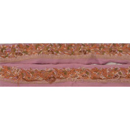 Sanskriti Vintage Sari Border Hand Embroidered 1 YD Craft Trim Ribbon Pink Lace