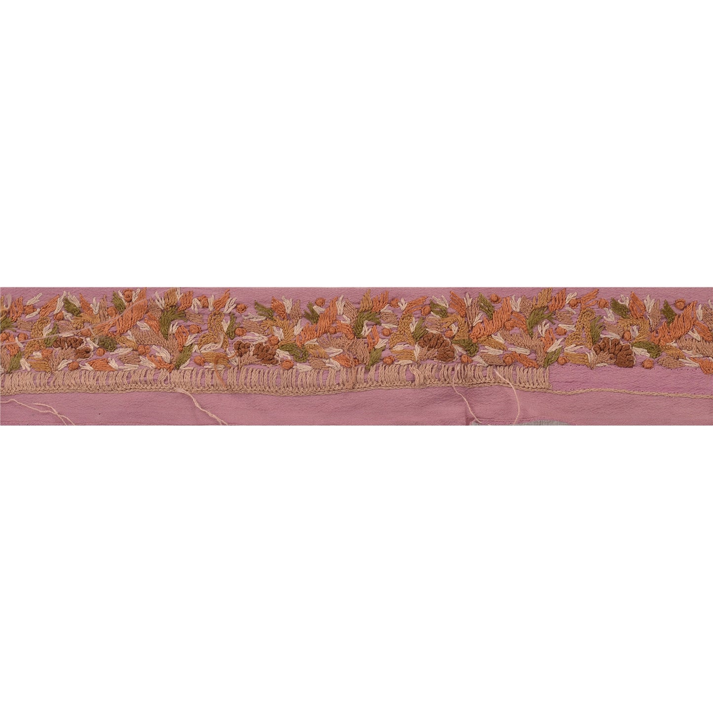 Sanskriti Vintage Sari Border Hand Embroidered 1 YD Craft Trim Ribbon Pink Lace