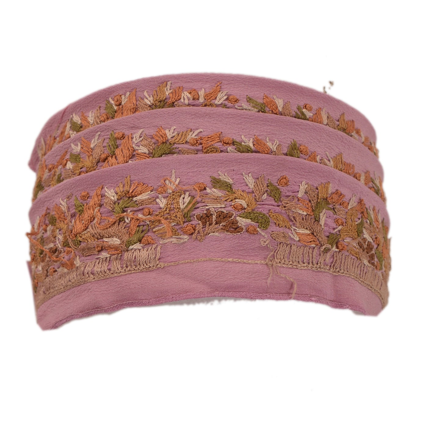 Sanskriti Vintage Sari Border Hand Embroidered 1 YD Craft Trim Ribbon Pink Lace