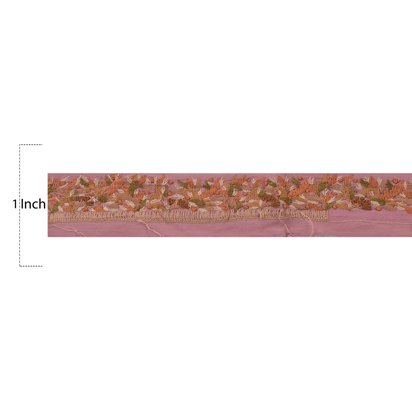 Sanskriti Vintage Sari Border Hand Embroidered 1 YD Craft Trim Ribbon Pink Lace