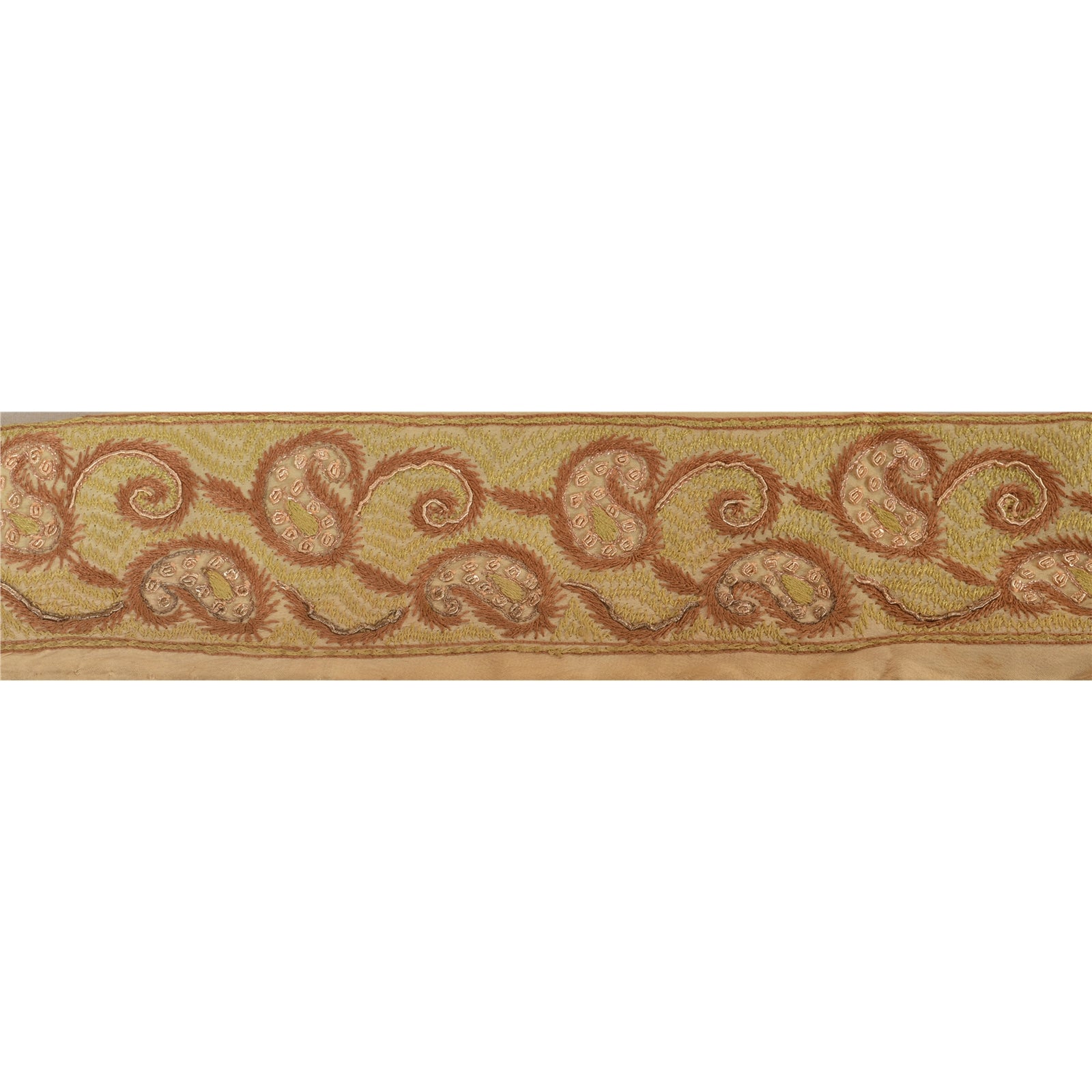 SANSKRITI VINTAGE Border Antique Hand Embroidered  1 YD Trim Sewing Cream Lace