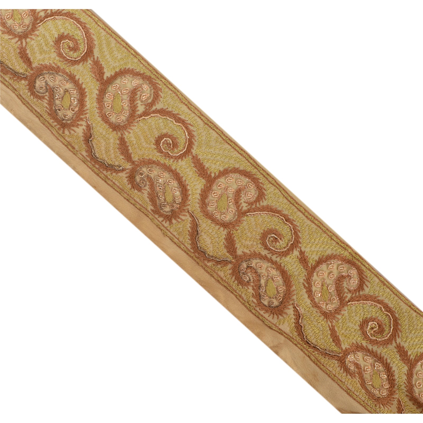 SANSKRITI VINTAGE Border Antique Hand Embroidered  1 YD Trim Sewing Cream Lace