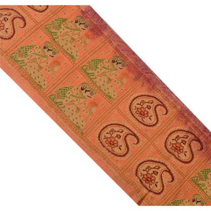 Sanskriti Vintage Sari Border Woven 1 Yd Trim Sewing Peach Craft Pure Silk Lace