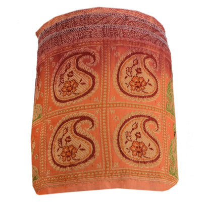 Sanskriti Vintage Sari Border Woven 1 Yd Trim Sewing Peach Craft Pure Silk Lace