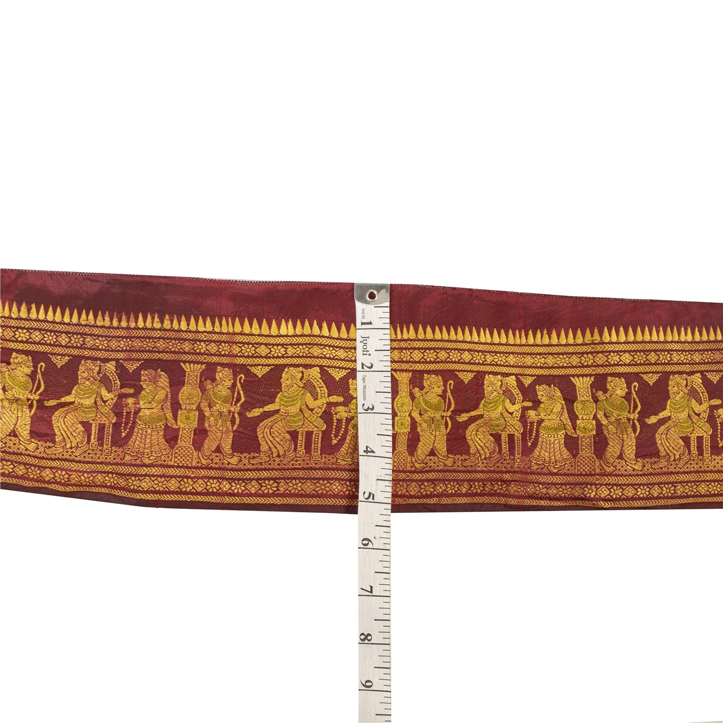 Sanskriti Vintage Sari Border Human Woven Baluchari 1YD Trim Dark Red Ribbon 5.1