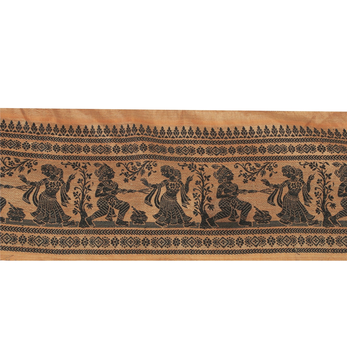 Sanskriti Vintage Sari Border Woven Baluchari 1 YD Indian Trim Sewing Brown Lace