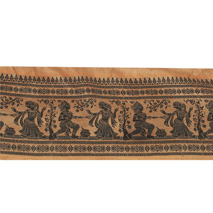Sanskriti Vintage Sari Border Woven Baluchari 1 YD Indian Trim Sewing Brown Lace