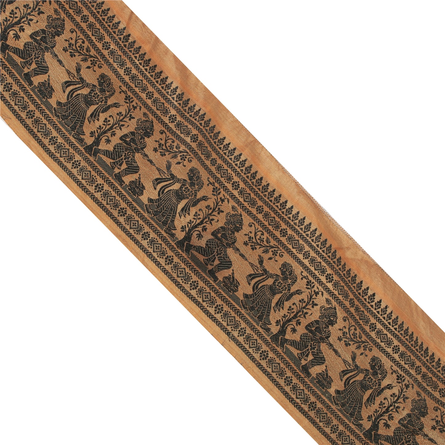 Sanskriti Vintage Sari Border Woven Baluchari 1 YD Indian Trim Sewing Brown Lace