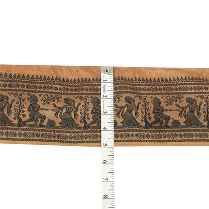 Sanskriti Vintage Sari Border Woven Baluchari 1 YD Indian Trim Sewing Brown Lace