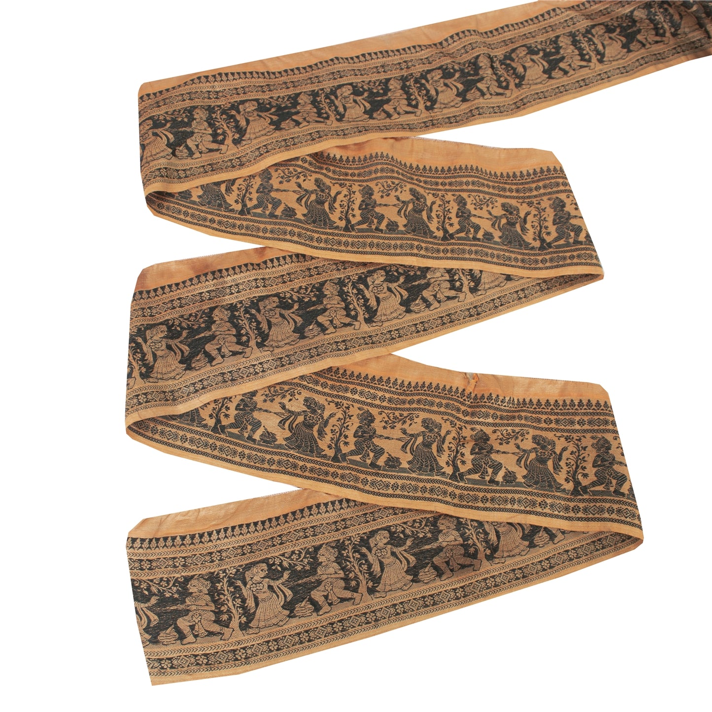 Sanskriti Vintage Sari Border Woven Baluchari 1 YD Indian Trim Sewing Brown Lace