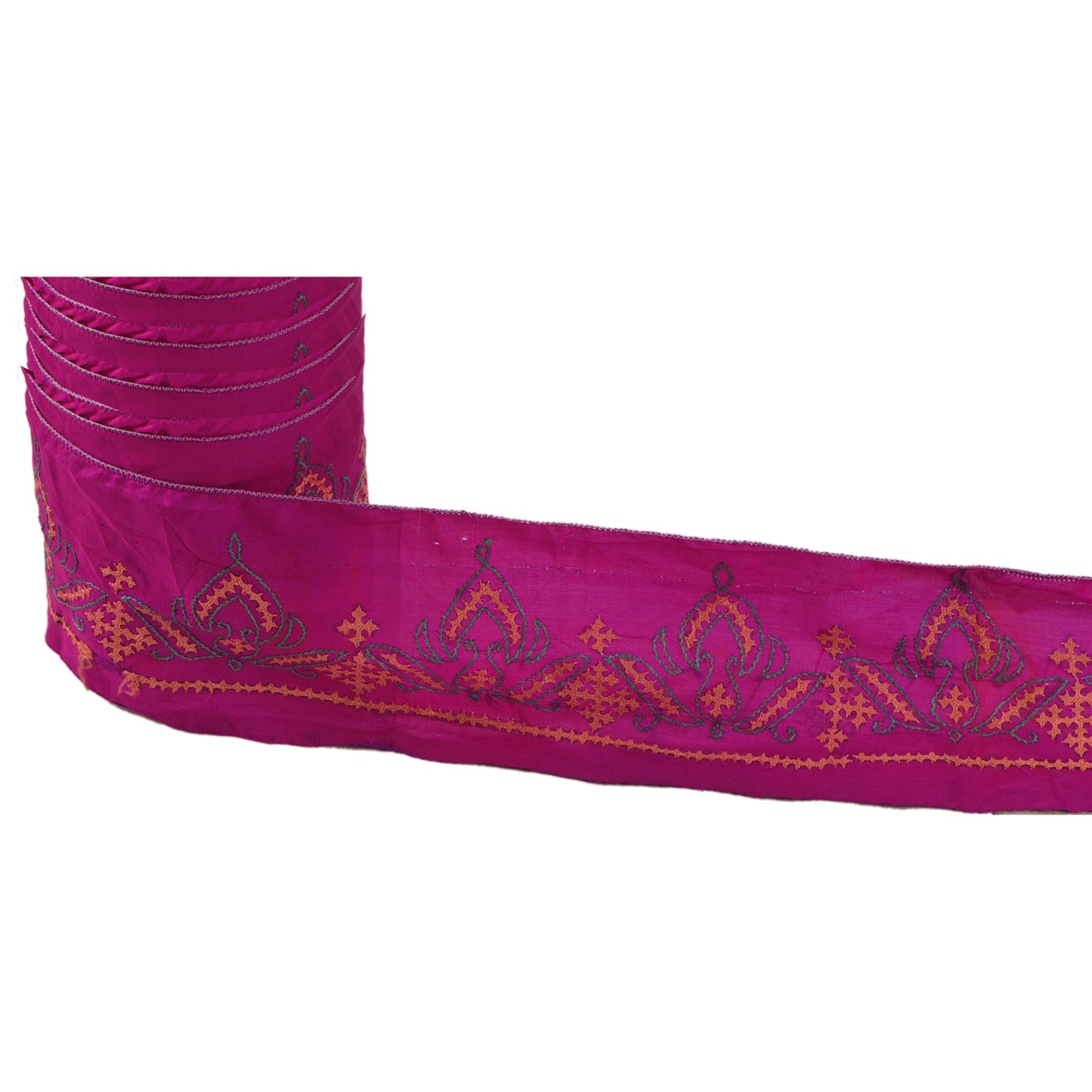 Sanskriti Vintage Sindhi Sari Border Håndbroderet 1Yd Trim Sykunst Blonde