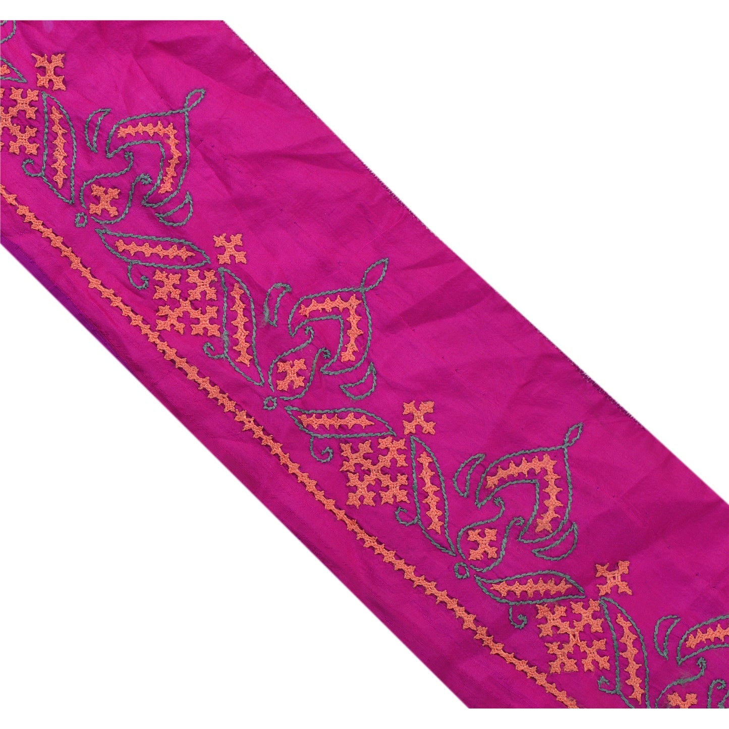 Sanskriti Vintage Sindhi Sari Border Håndbroderet 1Yd Trim Sykunst Blonde