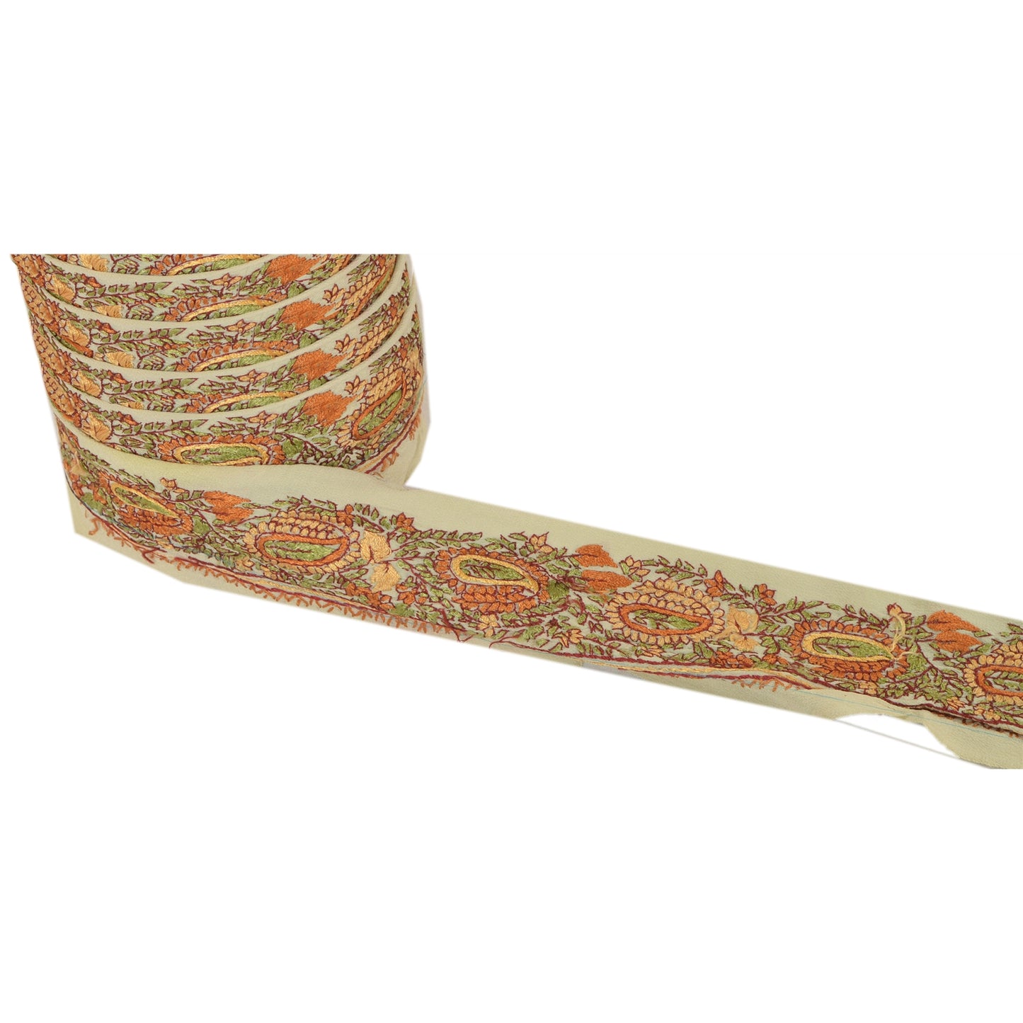 Sanskriti Vintage Suzani Sari Border Hand Embroidered 1Yd Trim Sewing Craft Lace