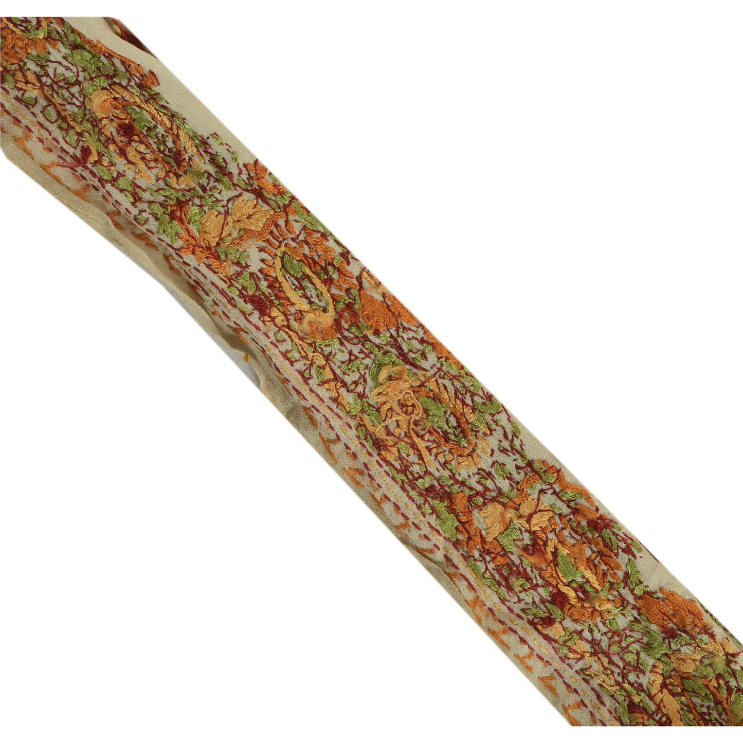 Sanskriti Vintage Suzani Sari Border Hand Embroidered 1Yd Trim Sewing Craft Lace