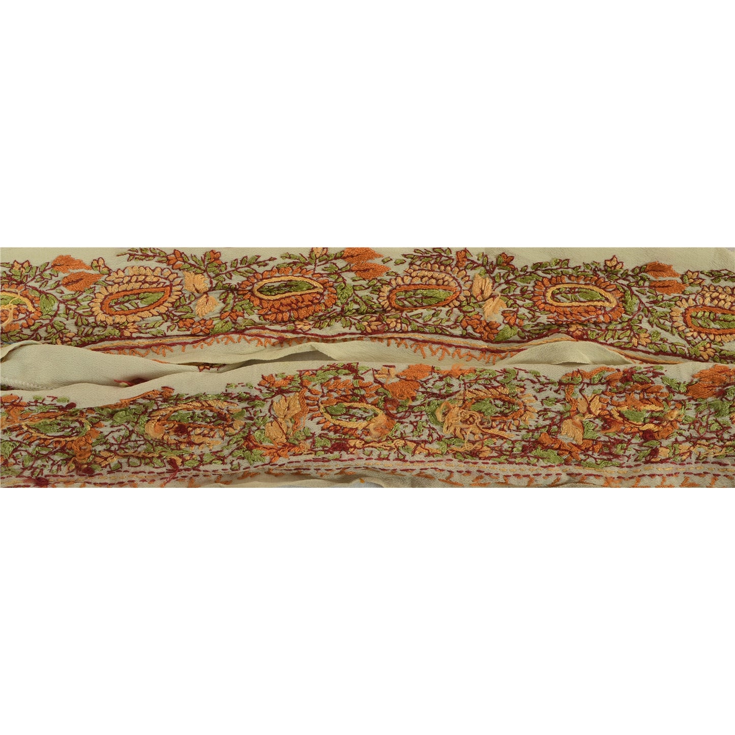 Sanskriti Vintage Suzani Sari Border Hand Embroidered 1Yd Trim Sewing Craft Lace