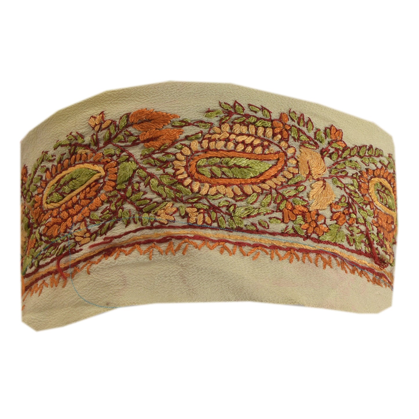 Sanskriti Vintage Suzani Sari Border Hand Embroidered 1Yd Trim Sewing Craft Lace