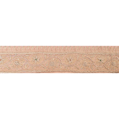 Sanskriti Vintage Border Hand Beaded Woven Brocade 1Yd Trim Craft Sewing Lace