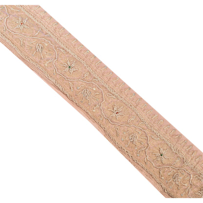 Sanskriti Vintage Border Hand Beaded Woven Brocade 1Yd Trim Craft Sewing Lace