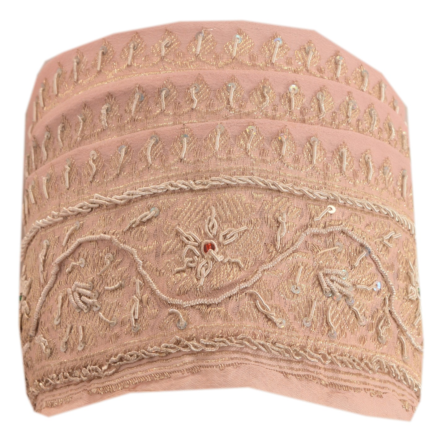 Sanskriti Vintage Border Hand Beaded Woven Brocade 1Yd Trim Craft Sewing Lace