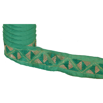 SANSKRITI VINTAGE Bagh Phulkari Sari Border Hand Embroidered 1 YD Craft Lace