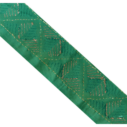 SANSKRITI VINTAGE Bagh Phulkari Sari Border Hand Embroidered 1 YD Craft Lace