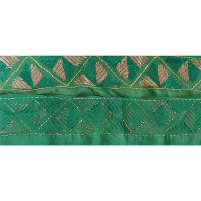 SANSKRITI VINTAGE Bagh Phulkari Sari Border Hand Embroidered 1 YD Craft Lace