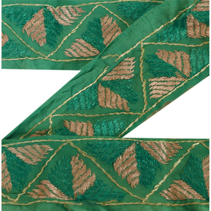 SANSKRITI VINTAGE Bagh Phulkari Sari Border Hand Embroidered 1 YD Craft Lace