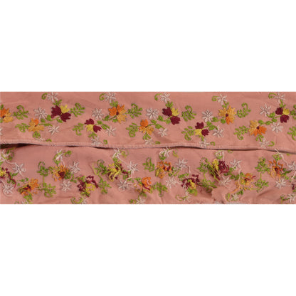 Sanskriti Vintage Border Hand Embroidered 1 Yard Trim Sewing Pink Craft Lace