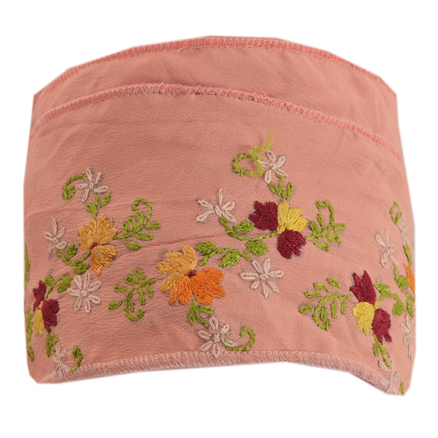 Sanskriti Vintage Border Hand Embroidered 1 Yard Trim Sewing Pink Craft Lace