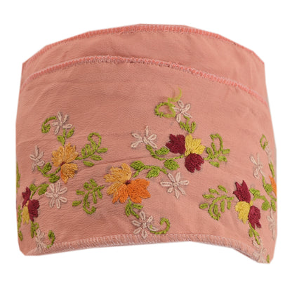 Sanskriti Vintage Border Hand Embroidered 1 Yard Trim Sewing Pink Craft Lace