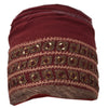 Sanskriti Vintage Border Hand Beaded Sequins 1YD Indian Trim Dark Red Patch Lace