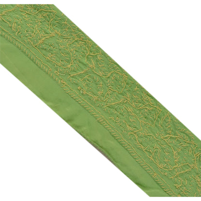 Sanskriti Vintage Sari Border Hand Beaded 1 Yd Indian Trim Sewing Green Lace