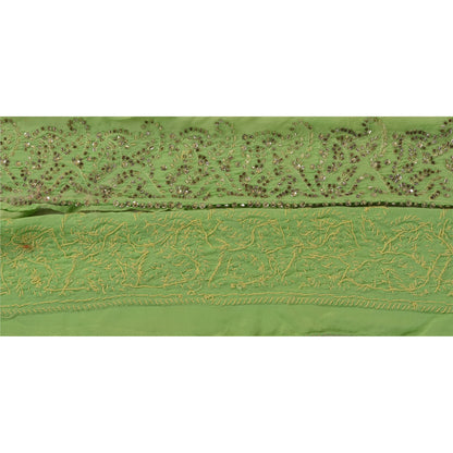Sanskriti Vintage Sari Border Hand Beaded 1 Yd Indian Trim Sewing Green Lace