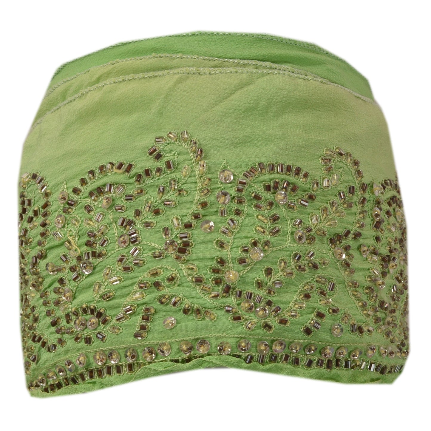 Sanskriti Vintage Sari Border Hand Beaded 1 Yd Indian Trim Sewing Green Lace